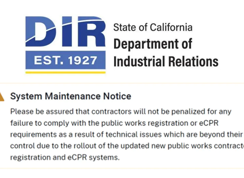 Contractor Guidance During DIR Website System Failures