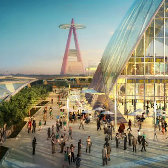 Artistic view of ARTIC and Angel Stadium in Anaheim